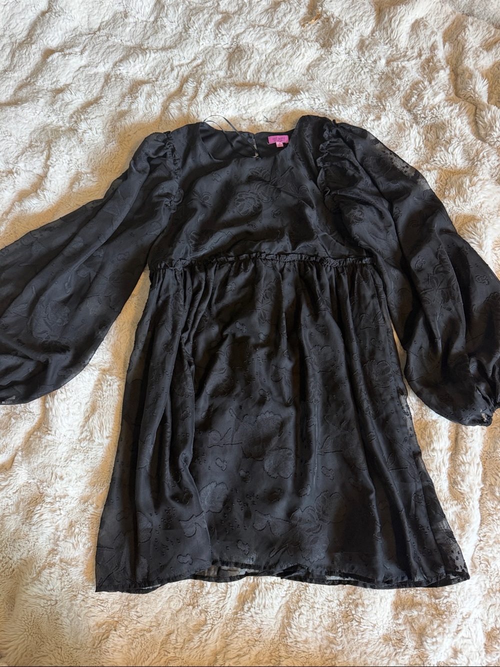 Black Babydoll Dress with Puff Sleeves